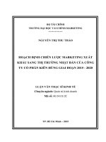 Hoạch định chiến lược marketing xuất khẩu sang thị trường nhật bản của công ty cổ phần kiên hùng giai đoạn 2015 2020 