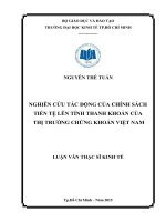 Nghiên cứu tác động của chính sách tiền tệ lên tính thanh khoản của thị trường chứng khoán việt nam 