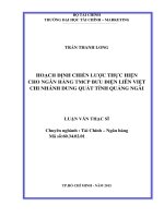 Hoạch định chiến lược thực hiện cho ngân hàng TMCP bưu điện liên việt chi nhánh dung quất tỉnh quảng ngãi 