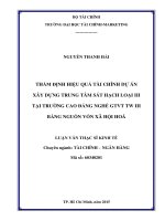 Thẩm định hiệu quả tài chính dự án xây dựng trung tâm sát hạch loại III tại trường cao đẳng nghề GTVT TW III bằng nguồn vốn xã hội hóa 