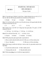 Đề KT 1 tiết HK2 sinh học 10   đề số  4 
