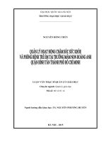 QUẢN lý HOẠT ĐỘNG CHĂM sóc sức KHỎE và PHÒNG BỆNH TRẺ EM tại TRƯỜNG mầm NON HOÀNG ANH QUẬN BÌNH tân THÀNH PHỐ hồ CHÍ MINH 