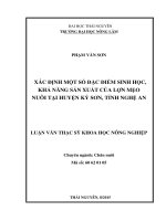 Xác định một số đặc điểm sinh học, khả năng sản xuất của lợn Mẹo nuôi tại huyện Kỳ Sơn, tỉnh Nghệ An