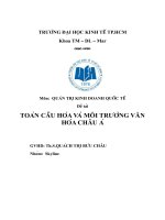 Toàn cầu hóa và môi trường văn hóa châu á