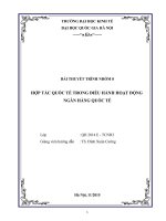 Tiểu luận môn ngân hàng quốc tế hợp tác quốc tế trong điều hành hoạt động ngân hàng quốc tế 