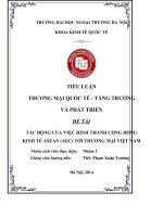 Tác động của việc hình thành cộng đồng kinh tế asean (aec) đến thương mại việt nam