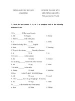 Đề thi lớp 6 học kì 2 môn tiếng anh đề số 10
