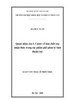 Quan niệm của I. Cantơ về bản chất của nhận thức trong tác phẩm phê phán lý tính thuần tuý