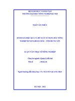 Đánh giá hiệu quả và đề xuất sử dụng đất nông nghiệp huyện khoái châu, tỉnh hưng yên 