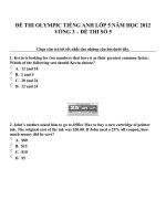 Đề thi olympic tiếng anh lớp 5 năm học 2012 vòng 3   đề thi số  5 