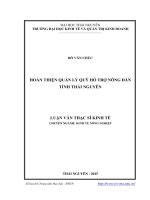 Hoàn thiện quản lý quỹ hỗ trợ nông dân tỉnh Thái Nguyên