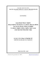 Giải pháp phát triển hoạt động tín dụng cá nhân, hộ gia đình tại Ngân hàng Nông nghiệp và Phát triển Nông thôn Việt Nam chi nhánh tỉnh Phú Thọ
