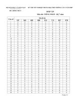 Đáp án đề thi tốt nghiệp THPT lần 2 hệ  phổ thông 7 năm năm 2007 - môn tiếng pháp