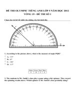 Đề thi olympic tiếng anh lớp 5 năm học 2012 vòng 15   đề thi số 1 