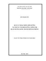 Quản lý hoạt động bồi dưỡng tại trung tâm bồi dưỡng chính trị quận dương kinh, thành phố HP 
