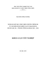 Đánh giá kết quả thực hiện của chương trình 106 về xóa đói giảm nghèo tại xã thạch bằng – huyện lộc hà – tỉnh hà tĩnh giai đoạn 2011 – 2014 