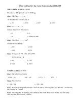 Đề thi cuối học kì 1 lớp 4 môn Toán năm học 2014-2015