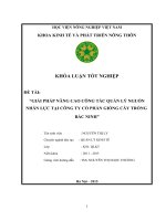 Giải pháp nâng cao công tác quản lý nguồn nhân lực tại công ty cổ phần giống cây trồng bắc ninh 