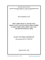Phát triển dịch vụ thanh toán trong nước tại Ngân hàng Nông nghiệp và Phát triển nông thôn Việt Nam, chi nhánh tỉnh Bắc Ninh