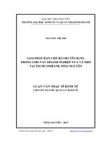 Giải pháp hạn chế rủi ro tín dụng trong cho vay doanh nghiệp vừa và nhỏ tại Techcombank Thái Nguyên