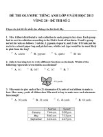 Đề thi olympic tiếng anh lớp 5 năm học 2013 vòng 20   đề thi số 2 