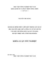 Đánh giá hình thức liên kết trong sản xuất mía nguyên liệu giữa công ty CP NCN DVTM vân sơn với nông dân tại xã vân sơn, huyện triệu sơn, tỉnh thanh hóa 