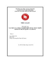 Vai trò của nông nghiệp đối với sự phát triển kinh tế trung quốc và ghana