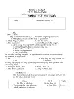 Đề thi lớp 7 học kì 2 môn sinh học năm 2012 đề số 7