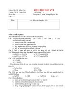 Đề thi lớp 9 học kì 1 môn hóa học năm 2012 đề số 27