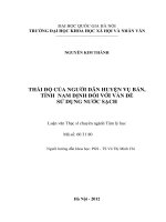 Thái độ của người dân huyện vụ bản, tỉnh nam định đối với vấn đề dùng nước sạch 