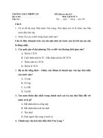 Đề thi lớp 6 học kì 1 môn lịch sử năm 2012 đề số 15