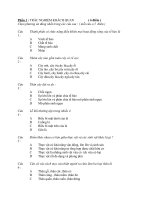 Đề thi lớp 6 học kì 1 môn sinh học năm 2012 đề số 5