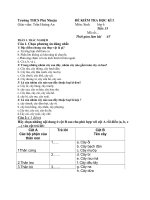 Đề thi lớp 6 học kì 1 môn sinh học năm 2012 đề số 15