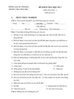 Đề thi lớp 6 học kì 1 môn sinh học năm 2012 đề số 13