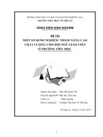 skkn một số kinh nghiệm nhằm nâng cao chất lượng cho đội ngũ giáo viên ở tiểu học  