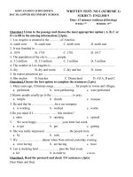 Đề thi lớp 9 học kì 1 môn tiếng anh năm 2012 đề số 2