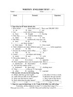 Đề thi lớp 7 học kì 2 môn tiếng anh năm 2012 đề số 49