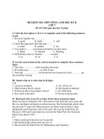 Đề thi lớp 7 học kì 2 môn tiếng anh năm 2012 đề số 59