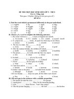 Đề thi thử học sinh giỏi lớp 9 môn tiếng anh năm 2012 đề số 15