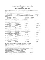 Đề thi lớp 7 học kì 2 môn tiếng anh năm 2012 đề số 57