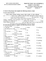 Đề thi lớp 9 học kì 2 môn tiếng anh năm 2012 đề số 3