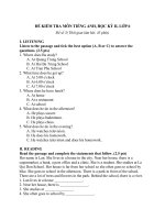 Đề thi lớp 6 học kì 2 môn tiếng anh năm 2012 đề số 110