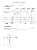 Đề thi lớp 6 học kì 1 môn tiếng anh năm 2012 đề số 11