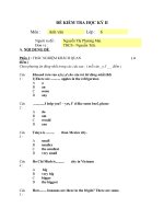 Đề thi lớp 6 học kì 2 môn tiếng anh năm 2012 đề số 108