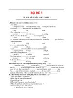 Đề thi lớp 7 học kì 2 môn tiếng anh năm 2012 đề số 3