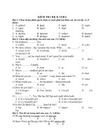 Đề thi lớp 6 học kì 2 môn tiếng anh năm 2012 đề số 47