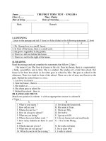 Đề thi lớp 6 học kì 1 môn tiếng anh năm 2012 đề số 3