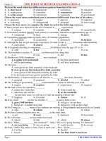 Đề thi lớp 12 học kì 1 môn tiếng anh năm 2012 đề số 74