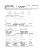 Đề thi lớp 12 học kì 1 môn tiếng anh năm 2012 đề số 62