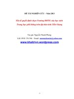 Yếu tố quyết định chọn Trường ĐHTG của học sinh  Trung học phổ thông trên địa bàn tỉnh Tiền Giang